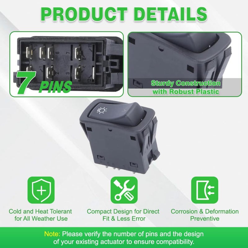 RAGBUSCLE Light Control Switch, Replaces 1MR4323M42, 25169835, 577.62514, Light Control Button Replacement Compatible with Mack Truck, 7 Pins, 1 pc - Image 3